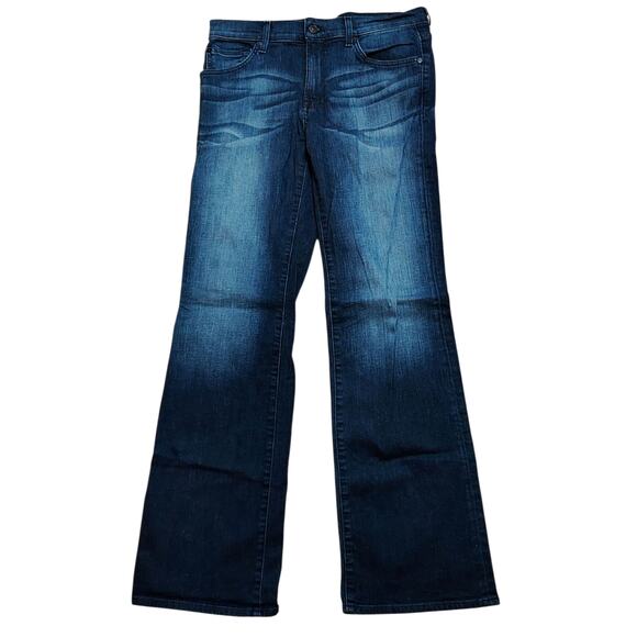 7 For All Mankind Bootcut Medium Wash Blue Denim Jeans Whiskering Men's Sz 32x33 - Picture 2 of 8
